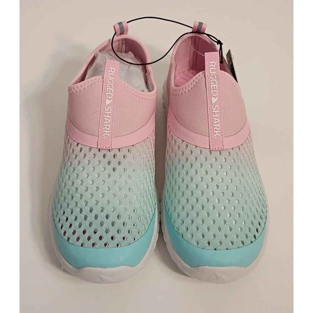 Women's Size 5 Rugged Shark Water Shoes Pink Teal Pretty‎ Water Shoes NWT